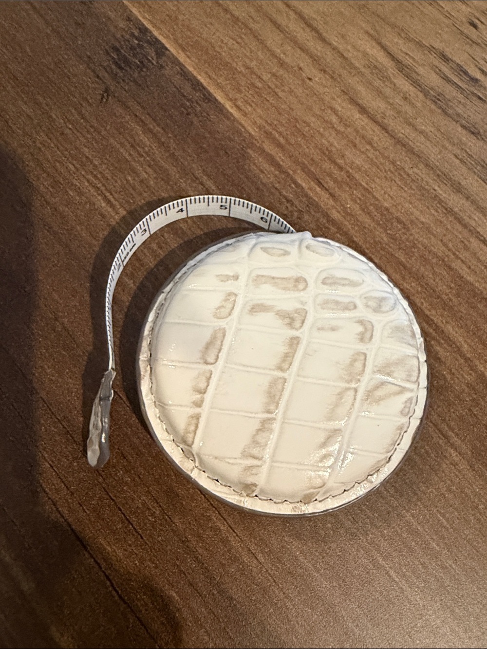 Brahmin White Croc-Embossed Round Retractable Tape Measure - Women Accessories